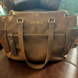 White Elm Gemini Convertible Backpack Bag, Camel, Aqua Lining, Gold Hardware